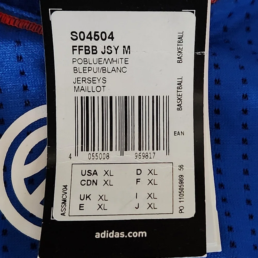 France Adidas FIBA Olympics Basketball World Cup Jersey Mens XL Blue‎ FFBB NEW
